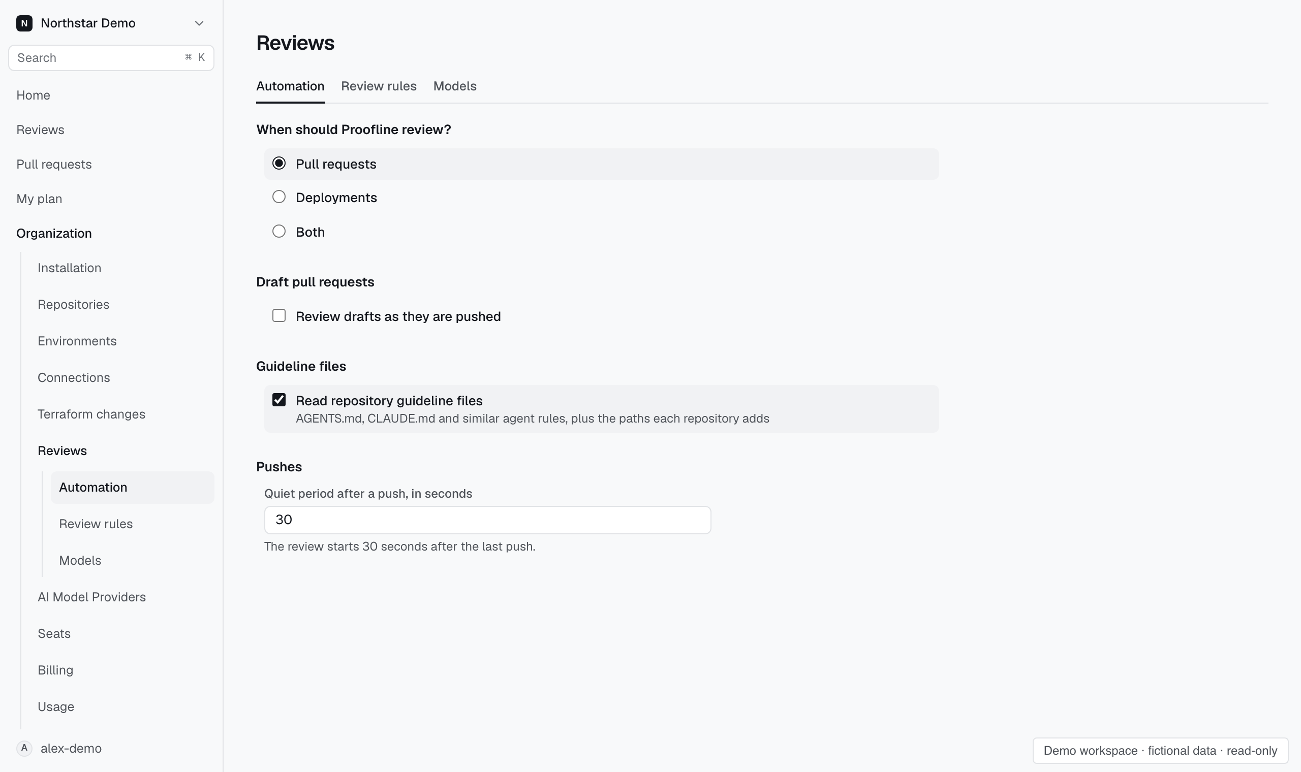 Review automation settings.